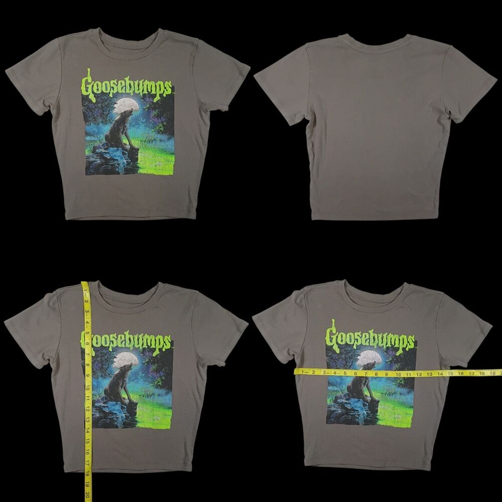 Youth Kids Goosebumps Graphic Gray Short Sleeve T-Shirt Size Small 15" Across